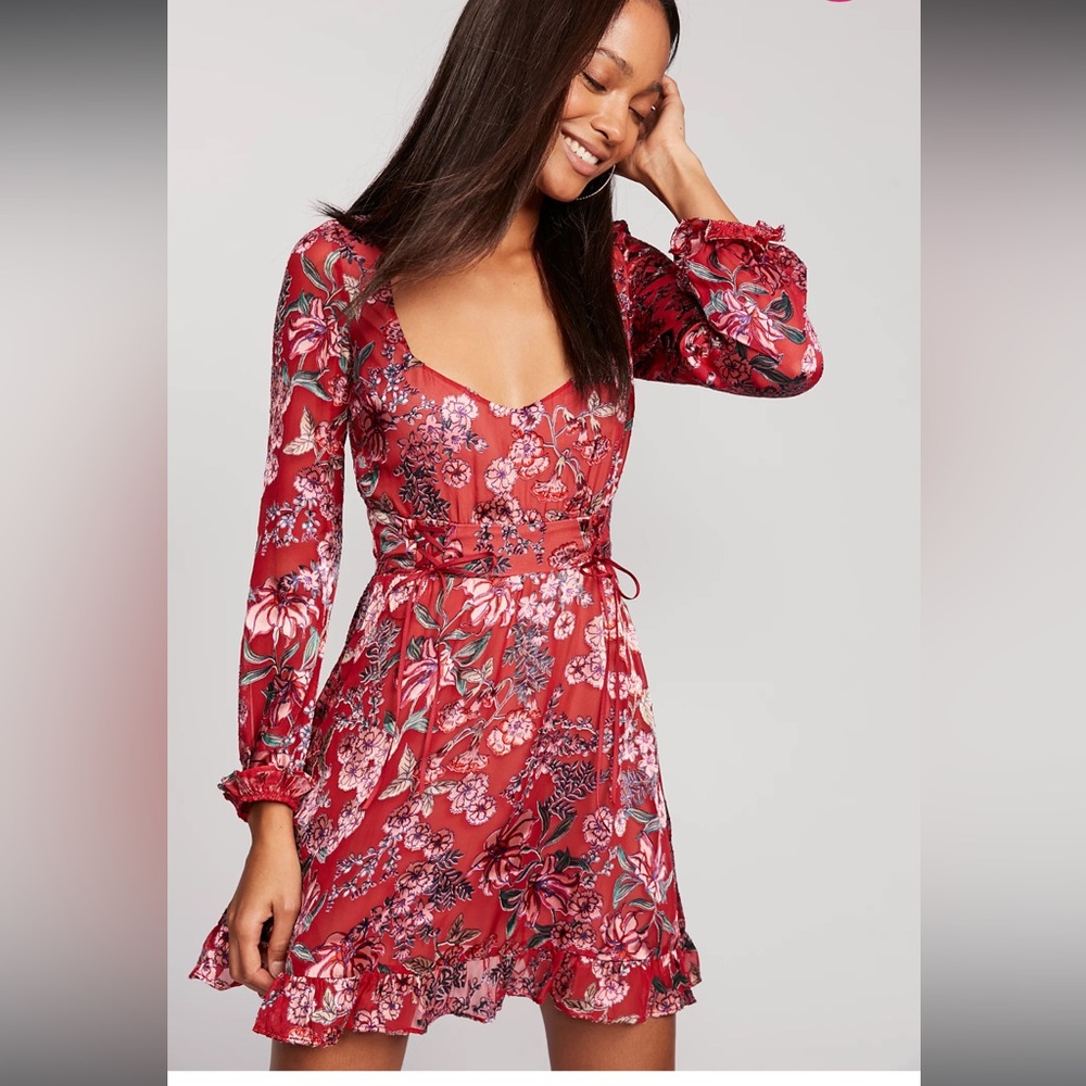 For Love & Lemons x Free People Nicole Burnout Mini Dress